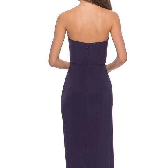 NWT La Femme 28204SC Jersey Prom Dress Dark Purple Size 6 - Picture 3 of 6